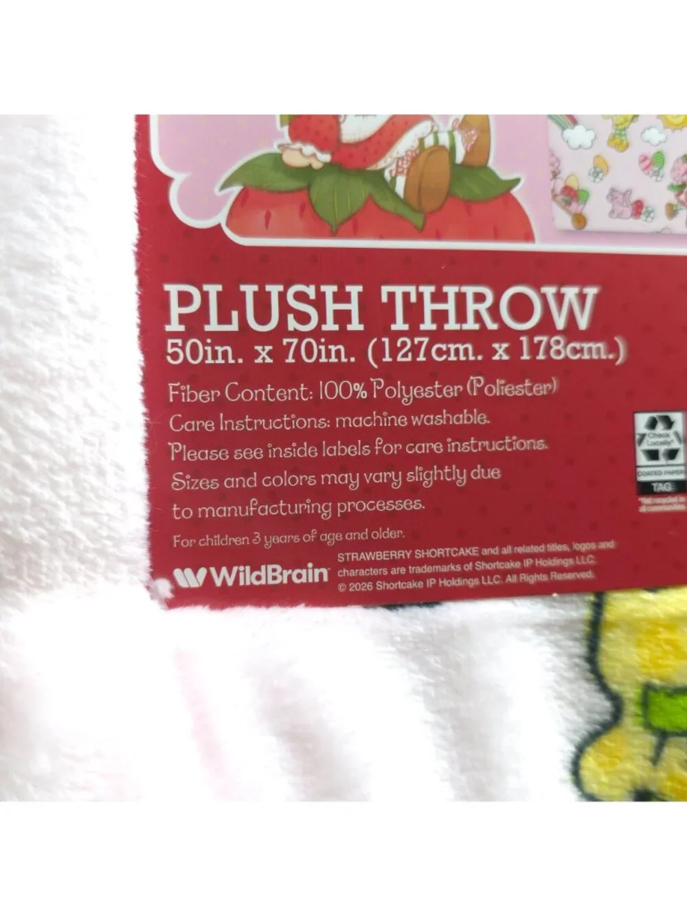 Strawberry Shortcake Kids Plush Throw Blanket 50